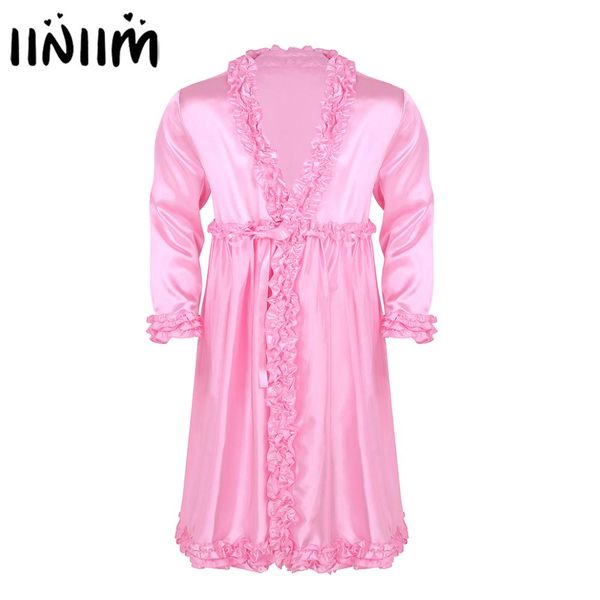 mens sissy lingerie robes for male silky satin dressing gown bathrobe long sleeves frilly ruffle edges long nightgown sleepwear, Black;brown
mens sissy lingerie robes for male silky satin dressing gown bathrobe long sleeves frilly ruffle edges long nightgown sleepwear, Black;brown