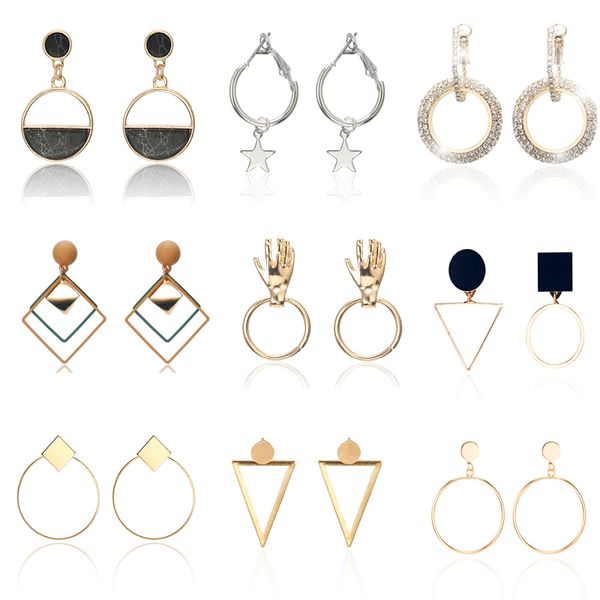 trendy simple design geometric earrings women rhinestone acrylic metal drop earrings square round hand star pendientes, Silver
trendy simple design geometric earrings women rhinestone acrylic metal drop earrings square round hand star pendientes, Silver