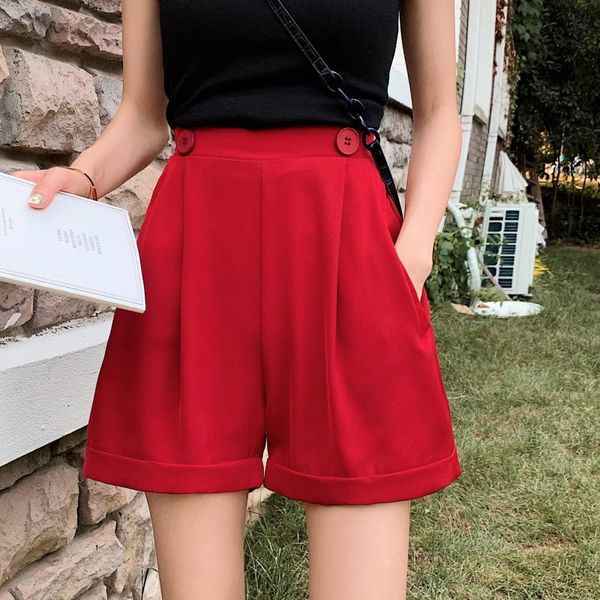 red high waist shorts women stretch casual chiffon wide leg shorts short feminino loose solid summer ladies mujer q2366, White;black
red high waist shorts women stretch casual chiffon wide leg shorts short feminino loose solid summer ladies mujer q2366, White;black