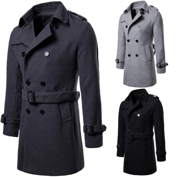 mens overcoat eu size men coat winter, Black