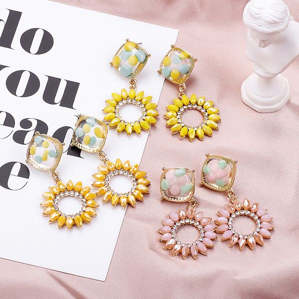 2019 new trend color crystal diamond acrylic flower earrings candy color sun flower sweet earrings ladies birthday gift, Golden;silver
2019 new trend color crystal diamond acrylic flower earrings candy color sun flower sweet earrings ladies birthday gift, Golden;silver