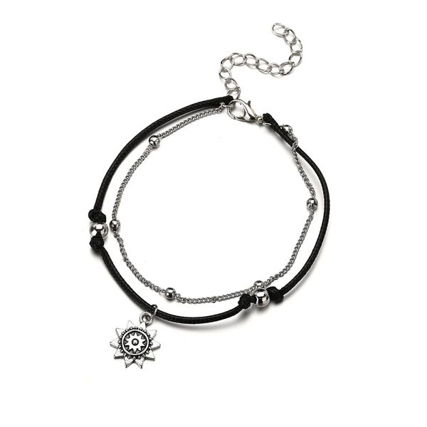 wedding party popular accessories jewelry bohemia fashion double antique silver alloy sun pendant anklet vintage bead anklet ornament, White
wedding party popular accessories jewelry bohemia fashion double antique silver alloy sun pendant anklet vintage bead anklet ornament, White