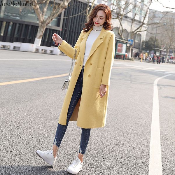 aremomuwha 2019 new korean version of loose woolen coat female long section yellow woolen coat winter long qx1314, Black
aremomuwha 2019 new korean version of loose woolen coat female long section yellow woolen coat winter long qx1314, Black