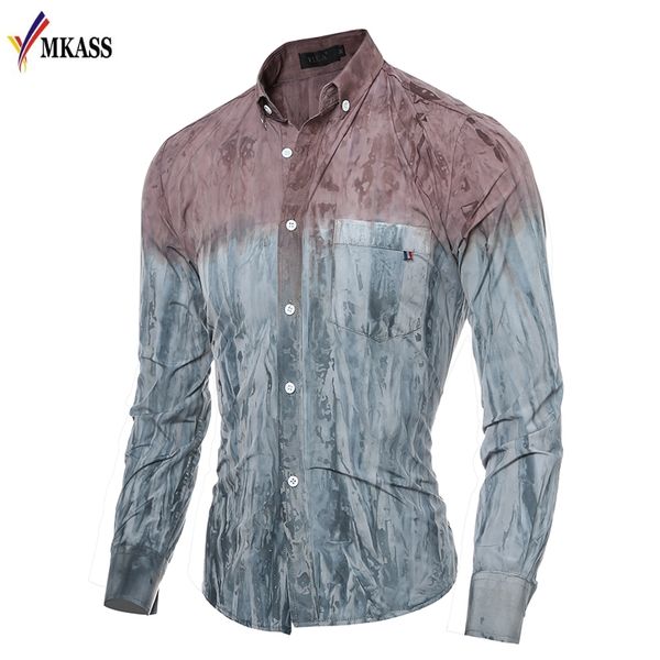 2018 slim fit denim shirts men gradient color casual clothing long sleeve man's dress fashion soft patchwork shirt, White;black 
2018 slim fit denim shirts men gradient color casual clothing long sleeve man's dress fashion soft patchwork shirt, White;black