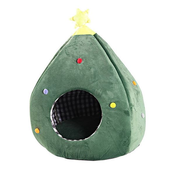 christmas stars semi-closed cute warm pet nest cat litter kennel