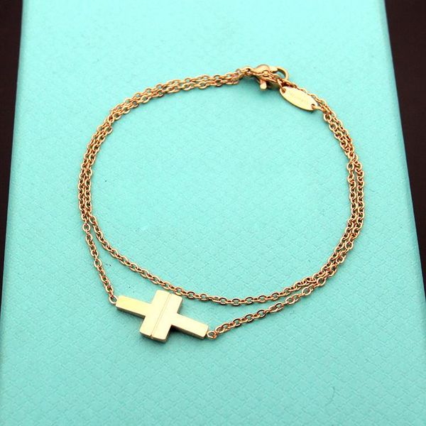 2020 designer wholesale fashion t letter cross double bracelet titanium 18 k gold lady t bracelet, Black
2020 designer wholesale fashion t letter cross double bracelet titanium 18 k gold lady t bracelet, Black