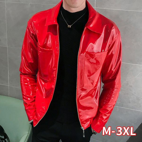 new leather jacket shinny men's jacket and coats red coffee black stage costume nightclub singer club party men clothin
new leather jacket shinny men's jacket and coats red coffee black stage costume nightclub singer club party men clothin