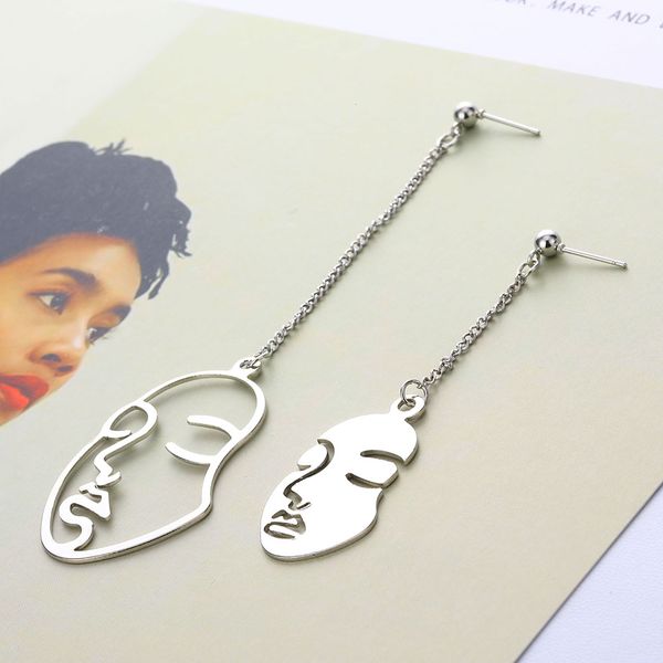 2019 new simple abstract gold color face earrings abstract art drop earrings for women punk statament tassel earrings exquisite gift, Silver
2019 new simple abstract gold color face earrings abstract art drop earrings for women punk statament tassel earrings exquisite gift, Silver