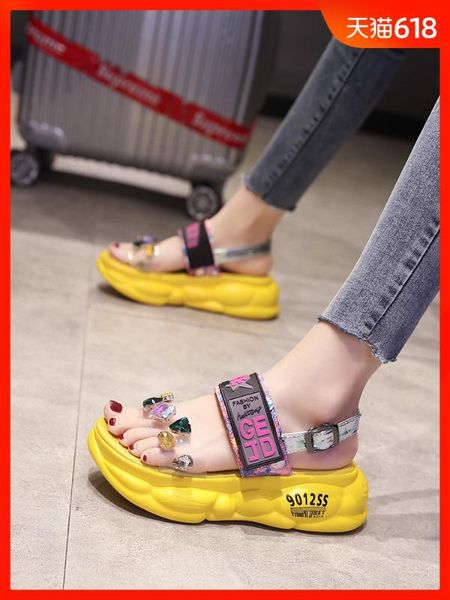 2020 summer new net red sandals female women joker fashion thick rhinestone roman crystal flat sandals female, Black
2020 summer new net red sandals female women joker fashion thick rhinestone roman crystal flat sandals female, Black