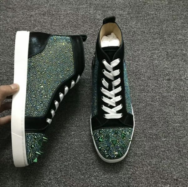 designer studded spikes flats shoes for men women black white blue party lovers genuine leather casual sneakers 
designer studded spikes flats shoes for men women black white blue party lovers genuine leather casual sneakers