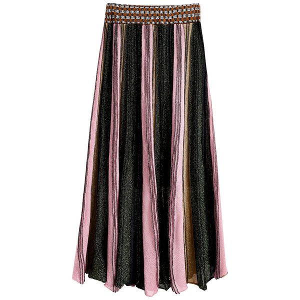 qooth 2019 new skirts designer runway summer women knitted skirt elegant vintage color patchwork striped fashion skirts qh1811, Black
qooth 2019 new skirts designer runway summer women knitted skirt elegant vintage color patchwork striped fashion skirts qh1811, Black