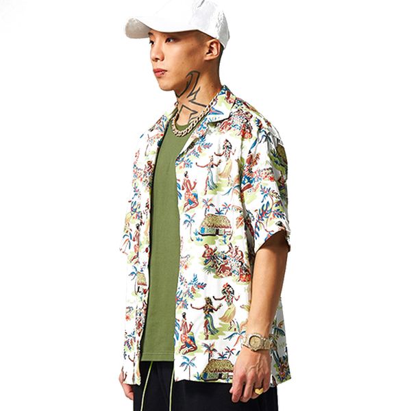 men hawaiian personalized printed loose shirt men new shirt trend in autumn summer street short sleeve top, White;black
men hawaiian personalized printed loose shirt men new shirt trend in autumn summer street short sleeve top, White;black