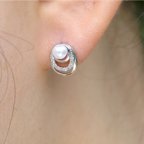 elegant personality temperament pearl designer stud earrings for girls&lady 925 sterling silver diamond earrings ornament gift jewelry, Golden;silver