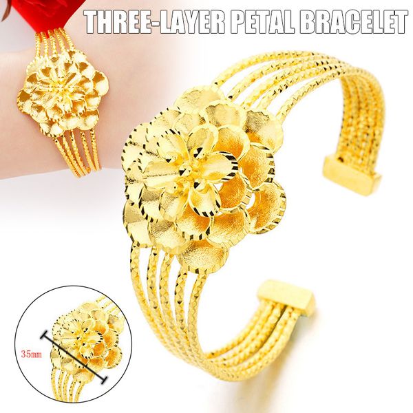 luxury imitation gold 3-layer flowers openwork bangles delicate women bride wedding party jewelry accessories, Black
luxury imitation gold 3-layer flowers openwork bangles delicate women bride wedding party jewelry accessories, Black