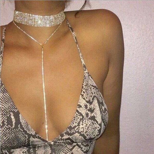 

2017 rhinestone choker crystal gem luxury collar chokers necklace women chunky maxi statement necklace chocker jewelry gift, Golden;silver