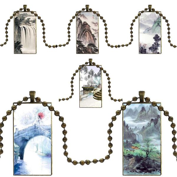 necklaces attached to the neck for girls glass cabochon pendant necklace rectangle fashion necklace chinese landscape painting, Silver
necklaces attached to the neck for girls glass cabochon pendant necklace rectangle fashion necklace chinese landscape painting, Silver