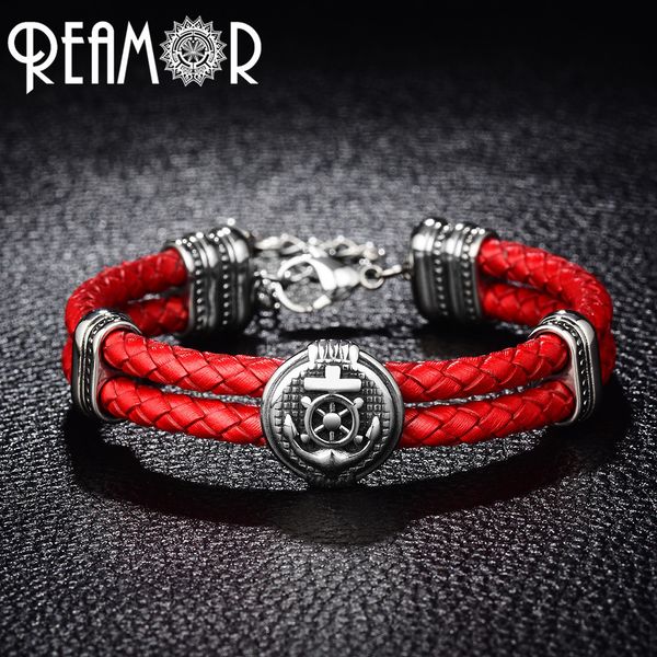 reamor double braided leather rudder & anchor charms bracelet 316l stainless steel bead trendy bracelet & bangles men jewelry, Golden;silver
reamor double braided leather rudder & anchor charms bracelet 316l stainless steel bead trendy bracelet & bangles men jewelry, Golden;silver