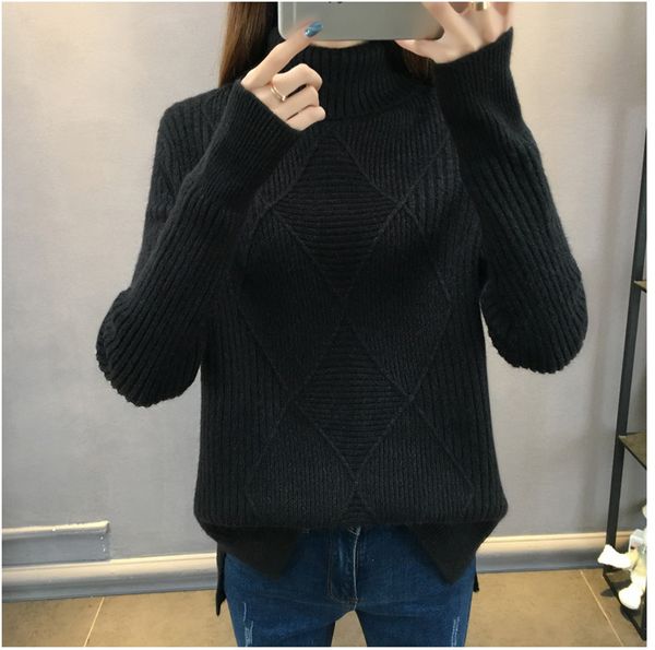 new high collar sweater female autumn winter korean version 2019 loose hooded sweater thick women a105, White;black
new high collar sweater female autumn winter korean version 2019 loose hooded sweater thick women a105, White;black