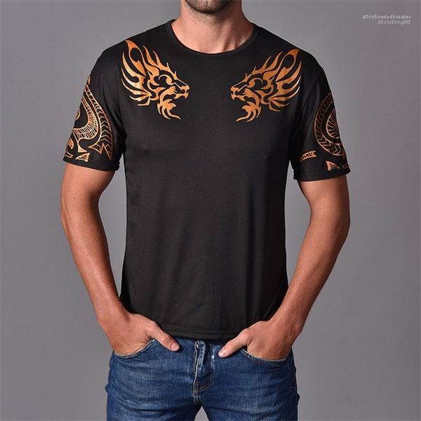 fashion summer short sleeve panelled mens tees casual males clothing gold dragon print mens designer tshirts, White;black
fashion summer short sleeve panelled mens tees casual males clothing gold dragon print mens designer tshirts, White;black