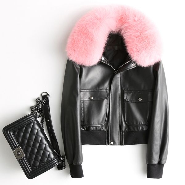 genuine leather jacket women short warm women's winter down jackets real sheepskin coat natural fur collar z505, Black
genuine leather jacket women short warm women's winter down jackets real sheepskin coat natural fur collar z505, Black