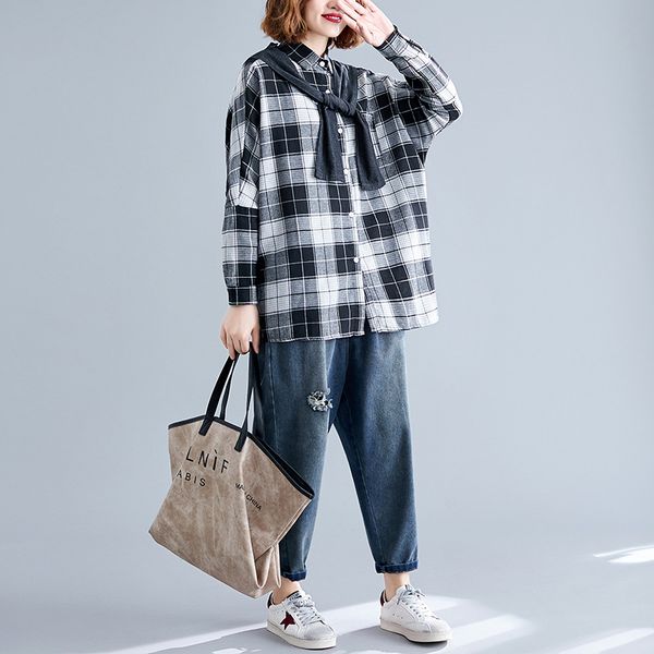 p shoot new style loose and plus-sized versatile mid-length grid shirt women's + shawl cardigan long sleeve, White
p shoot new style loose and plus-sized versatile mid-length grid shirt women's + shawl cardigan long sleeve, White