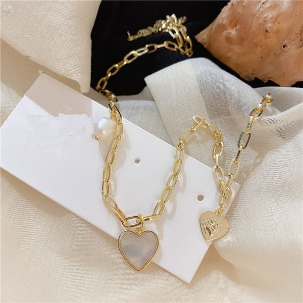 aomu 2020 new trendy korean natural shell love shaped necklace pearl necklace metal for women girls jewelry party, Silver
aomu 2020 new trendy korean natural shell love shaped necklace pearl necklace metal for women girls jewelry party, Silver