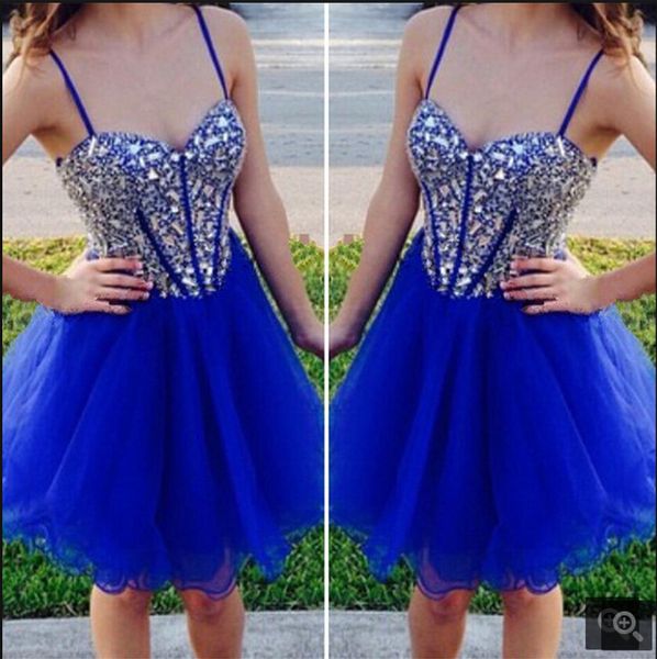 2019 new arrival royal blue a line short prom dress spaghetti strap petite prom gowns beading crystals cocktail party prom dresses on sale, Black
2019 new arrival royal blue a line short prom dress spaghetti strap petite prom gowns beading crystals cocktail party prom dresses on sale, Black