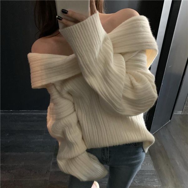 korean chic style autumn and winter solid color off shoulder back bowtie knitted sweater and pullovers womens(r99975, White;black
korean chic style autumn and winter solid color off shoulder back bowtie knitted sweater and pullovers womens(r99975, White;black