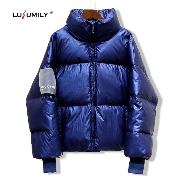 women's trench coats lusumily 2021 winter glossy down parka jackets warm blue thick jacket loose short coat women outerwear, Tan;black
women's trench coats lusumily 2021 winter glossy down parka jackets warm blue thick jacket loose short coat women outerwear, Tan;black