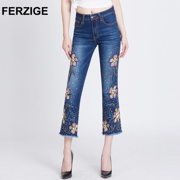 ferzige women jeans with embroidery high waist stretch slim fit bell bottoms flares sequined rhinestones boot cut elegant woman, Blue
ferzige women jeans with embroidery high waist stretch slim fit bell bottoms flares sequined rhinestones boot cut elegant woman, Blue