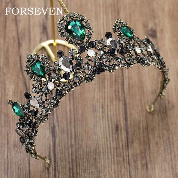 crystal crown tiara bride headdress vintage baroque green crystal crown wedding headpieces bride queen hair accessories, Golden;white
crystal crown tiara bride headdress vintage baroque green crystal crown wedding headpieces bride queen hair accessories, Golden;white