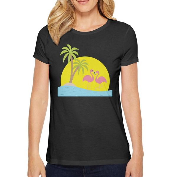 ladies 2 pink flamingo standing on palms tree fashion t-shirt printing sports cotton shirt slim short-sleeved get well be brave strong i, White
ladies 2 pink flamingo standing on palms tree fashion t-shirt printing sports cotton shirt slim short-sleeved get well be brave strong i, White