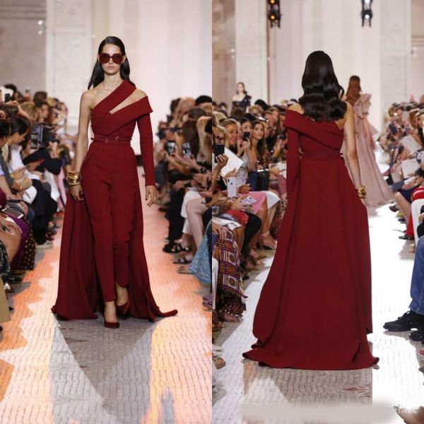 elegant elie saab wine red satin jumpsuit evening dresses custom detachable train prom dresses one shoulder women formal party gowns, Black;red
elegant elie saab wine red satin jumpsuit evening dresses custom detachable train prom dresses one shoulder women formal party gowns, Black;red