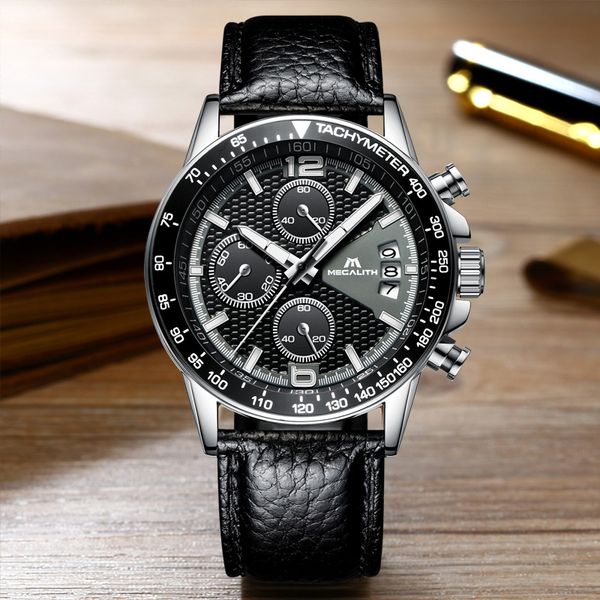 megalith black genuine leather watches men chronograph waterproof date calendar quartz relogio watches mens fashion casual colck, Slivery;brown
megalith black genuine leather watches men chronograph waterproof date calendar quartz relogio watches mens fashion casual colck, Slivery;brown