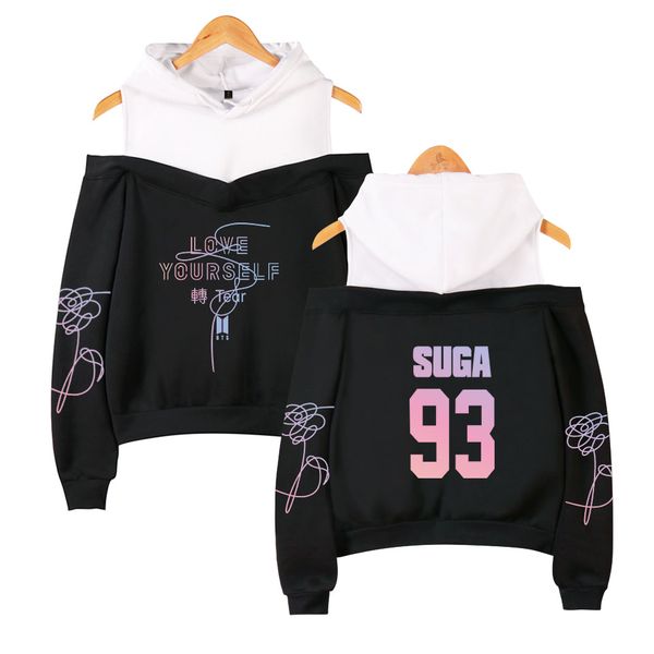 kpop dew shoulder sweatshirt women love yourself member name print off shoulder hoodies women's, Black
kpop dew shoulder sweatshirt women love yourself member name print off shoulder hoodies women's, Black