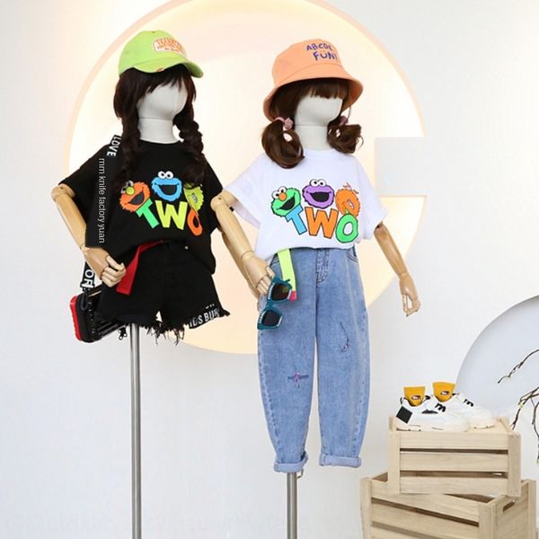 1kwfl summer 2020 girls sesame street t-shirt children's clothing han fanliang color cartoon letter printing round collar casual short, Blue
1kwfl summer 2020 girls sesame street t-shirt children's clothing han fanliang color cartoon letter printing round collar casual short, Blue