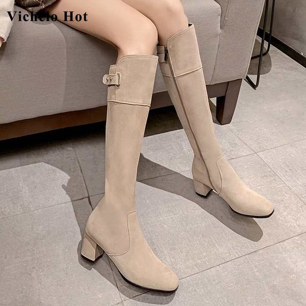 vichelo winter soft cow suede fashion sweet streetwear square toe belt buckle high heels women warm zip knee high boots l20, Black
vichelo winter soft cow suede fashion sweet streetwear square toe belt buckle high heels women warm zip knee high boots l20, Black
