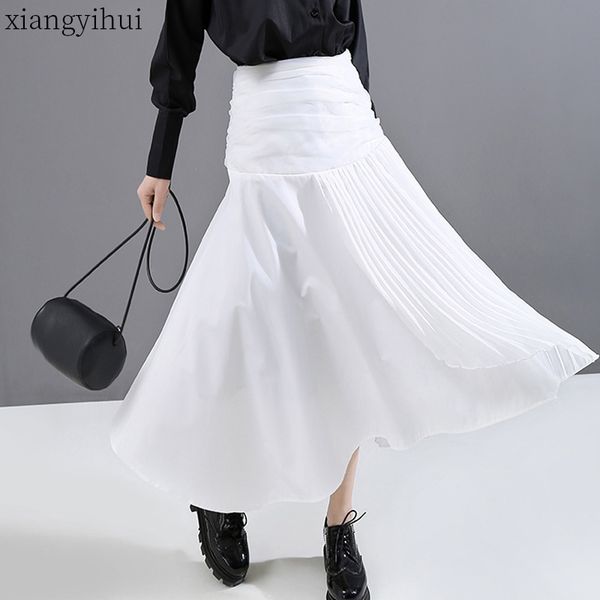 long white chiffon pleated skirts women casual streetwear 2020 new spring summer high waist half-body skirt women's clothing, Black 
long white chiffon pleated skirts women casual streetwear 2020 new spring summer high waist half-body skirt women's clothing, Black