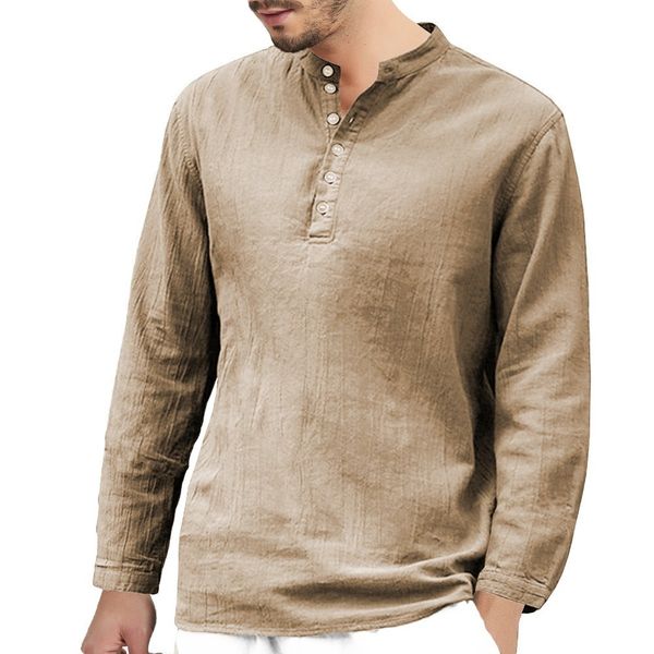 casual t-shirt men long sleeve henley shirts linen clothes cotton stand collar tees harajuku, White;black
casual t-shirt men long sleeve henley shirts linen clothes cotton stand collar tees harajuku, White;black