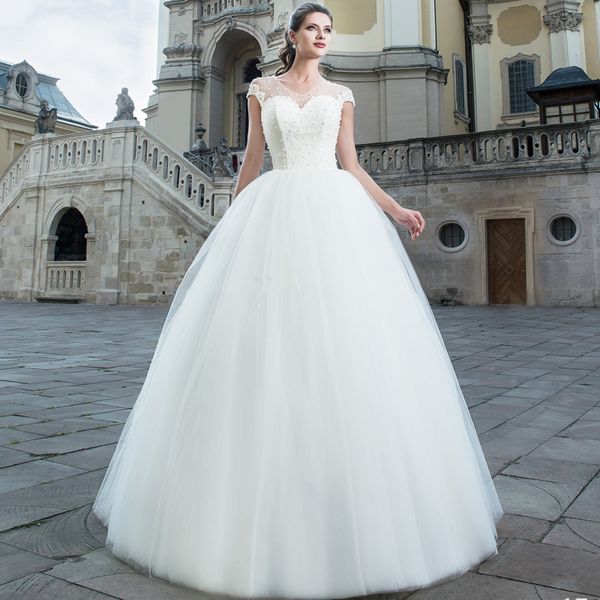 new a-line ivory wedding dresses pearls lace appliques cap sleeves bridal gown for bride vestido de novias 2019 custom made, White
new a-line ivory wedding dresses pearls lace appliques cap sleeves bridal gown for bride vestido de novias 2019 custom made, White