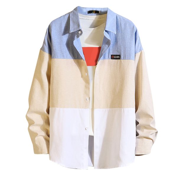 autumn men's blouse shirts casual colour collision patchwork long sleeve mens clothing vintage streetwear men dress shirts, White;black
autumn men's blouse shirts casual colour collision patchwork long sleeve mens clothing vintage streetwear men dress shirts, White;black