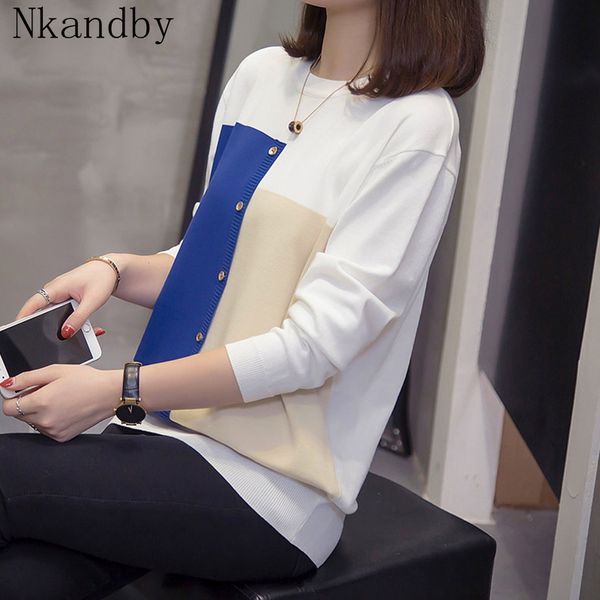 plus size spell color knitting for women autumn winter casual loose long sleeve sweaters pullovers oversized korean jumper, White;black
plus size spell color knitting for women autumn winter casual loose long sleeve sweaters pullovers oversized korean jumper, White;black