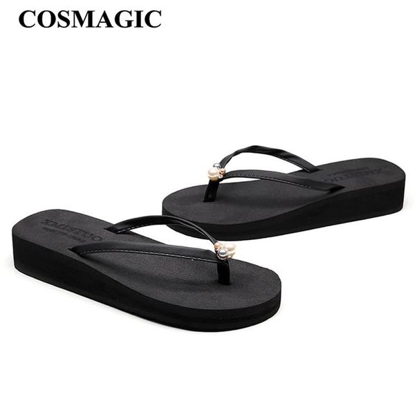 cosmagic fashion pearl flip flops wedge slippers 2019 new women summer beach platform handmade low heel slide, Black
cosmagic fashion pearl flip flops wedge slippers 2019 new women summer beach platform handmade low heel slide, Black