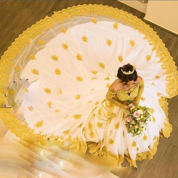 african black girls white with gold lace appliques wedding dresses scoop neckline long sleeves beaded modest bridal gowns sale
african black girls white with gold lace appliques wedding dresses scoop neckline long sleeves beaded modest bridal gowns sale