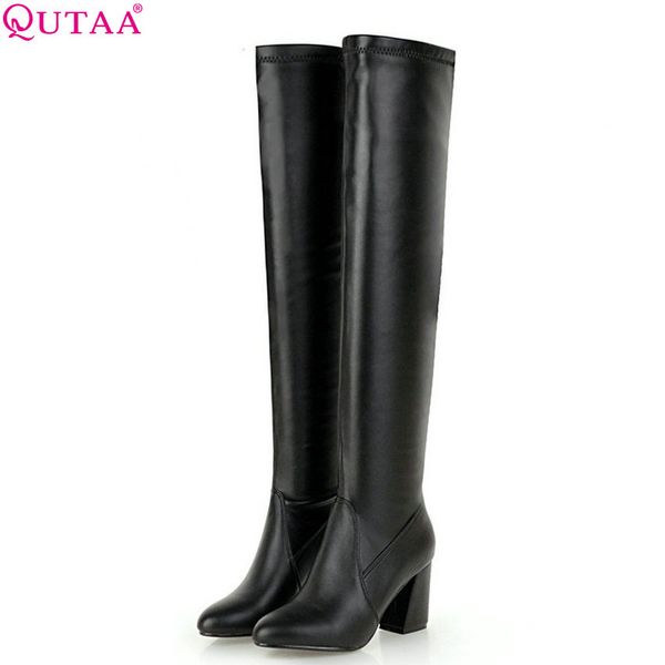 qutaa 2019 women over the knee high boots platform slip on all match square high heel women motorcycle boots big size 34-43, Black
qutaa 2019 women over the knee high boots platform slip on all match square high heel women motorcycle boots big size 34-43, Black