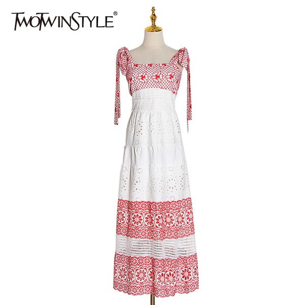 twotwinstyle patchwork embroidery party dress women square collar spaghetti strap high waist hollow out lace up fashion clothing, Black;gray
twotwinstyle patchwork embroidery party dress women square collar spaghetti strap high waist hollow out lace up fashion clothing, Black;gray