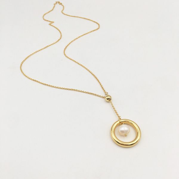 round pendant necklace for women natural pearl 14kgf chains gold color new design women necklaces, Silver
round pendant necklace for women natural pearl 14kgf chains gold color new design women necklaces, Silver
