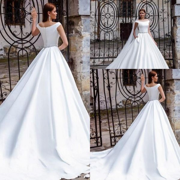 elegant white a line bohemian wedding dress off shoulders satin long court train boho bridal gowns custom made
elegant white a line bohemian wedding dress off shoulders satin long court train boho bridal gowns custom made