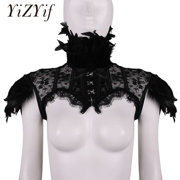 women punk gothic fake collar feather cape shoulder lace bolero jacket shrug retro vintage halloween goth rave costumes, Blue;gray
women punk gothic fake collar feather cape shoulder lace bolero jacket shrug retro vintage halloween goth rave costumes, Blue;gray
