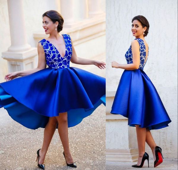 elegant royal blue lace appliqued short cocktail dresses v neck homecoming party gown mini club wear prom evening dresses, Black
elegant royal blue lace appliqued short cocktail dresses v neck homecoming party gown mini club wear prom evening dresses, Black